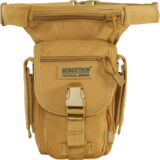 Seibertron Multi-Purpose Waterproof Sports Riding Racing Motorcycle Leg Bag Tool Phone Travel Bag Khaki