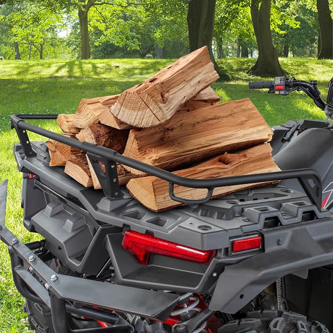 SAUTVS Rear Rack for Polaris Sportsman 850 XP 1000 2017-2025, Repl #2882023 | 4in, Black Powder-coated Steel, Secure Tie-Down Point, Easy Bolt-On, Extra Storage Space, 4" Combined Cargo Rack Extender