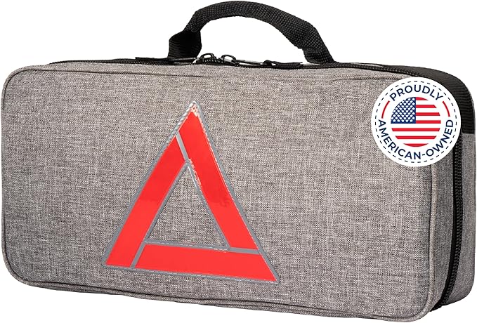 Thrive Emergency Car Kits for Vehicles - Roadside Emergency Car Kit (104 Pieces) - Car Kits for Emergency - Roadside Car Kit with Jumper Cables and Mini First Aid Kit - Gray Bag