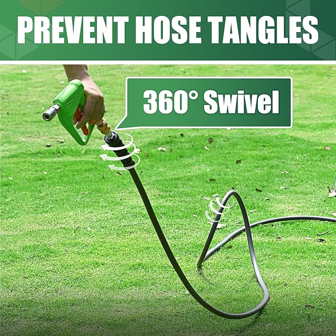 Pressure Washer Short Gun with Swivel 3/8" Male Plug & 1/4”Quick Connector Coupler - Comfortable Handle - Compatible with Foam Cannon for Car Wash 4000 PSI, Green