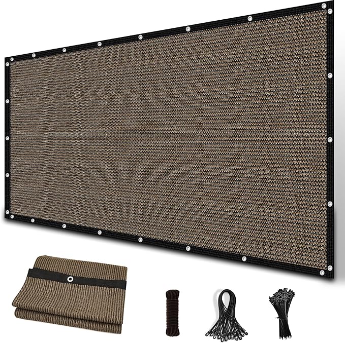 Amagenix 90% Sun Shade Cloth with Grommets, 6' x 10' Pergola Replacement Shade Cover Canopy Privacy Screen for Outdoor Patio Garden, Mocha (We Customized)