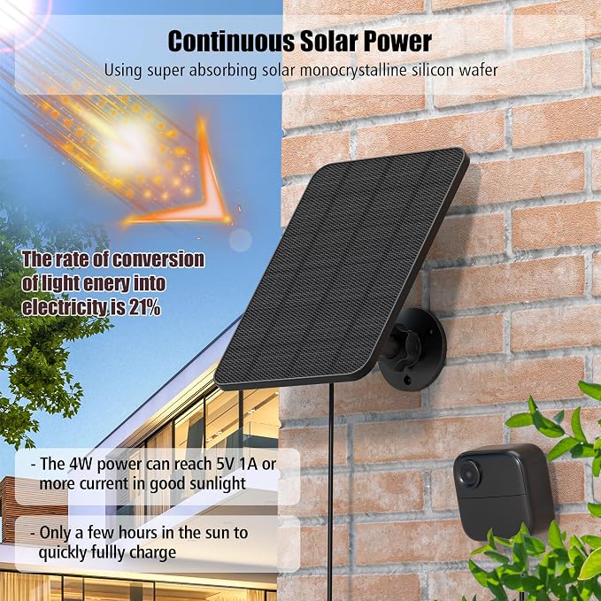 Rhorawill 5 Pack Solar Panel for Blink Outdoor 2K+/4(4th Gen)/Outdoor(3rd Gen) XT3 and XT2/XT Camera(Not Included)/Blink Outdoor Camera,Solar Panel with Mount 13.1ft Cable Rubber Plug