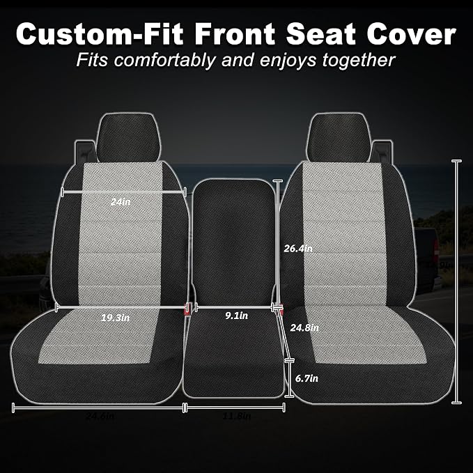 Custom 40/20/40 Split Bench Seat Covers for Ford F150 XL/Standard Cab 2004 2005 2006 2007 2008 Sandwiched Cloth Protector Interior Accessories，Waterproof & Machine Washable - Gray