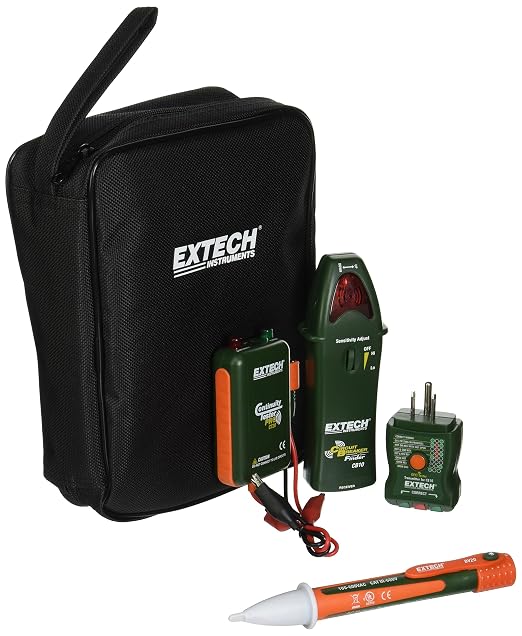 Extech CB10-KIT Electrical Troubleshooting Kit: 3-in-1 Circuit Breaker Finder, GFCI Receptacle Tester, and Non-Contact AC Voltage Detector - Professional Home & Commercial Electrical Diagnostic Set | Circuit breaker finder, GFCI receptacle tester, non-...