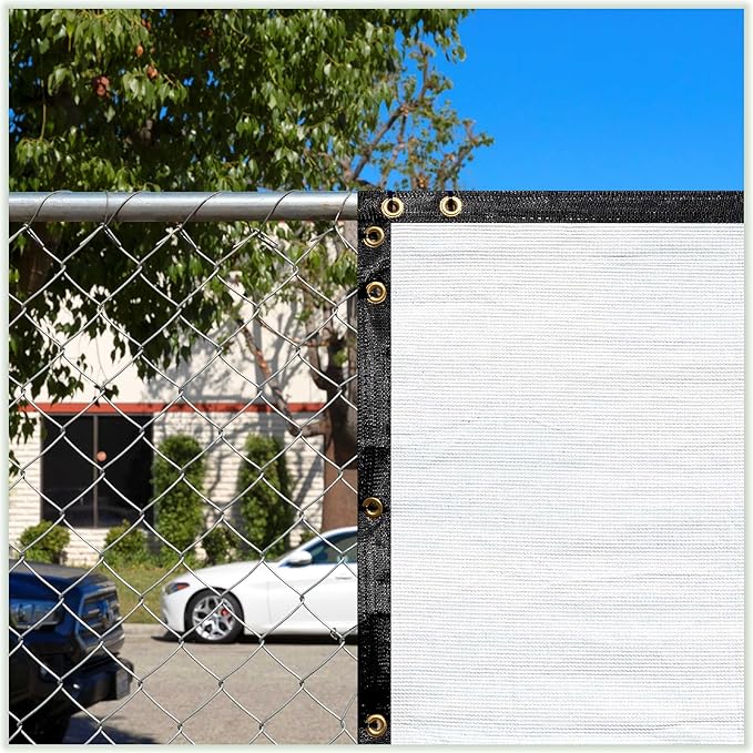 ColourTree Customized Size Fence Screen Privacy Screen White 4' x 70' - Commercial Grade 170 GSM - Heavy Duty - 3 Years Warranty - Cable Zip Ties Included