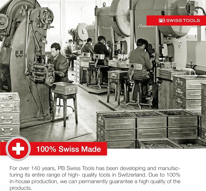 PB Swiss Tools Torx Pozidriv Phillips Slotted Bit Set PB C6.702 BC CN | 100% Swiss Made | 10-Piece BitCase with C6 1/4" PrecisionBits and Magnetic Holder PB 451.M