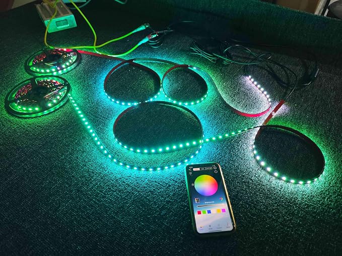 2PCS 2FT Rolls RGB Dream Color Chasing Flow Breath Strobe LEDs Tinted Full Black Out PCB Smoked Light Strips Bluetooth Remote Ctrl for Car Truck Slingshot