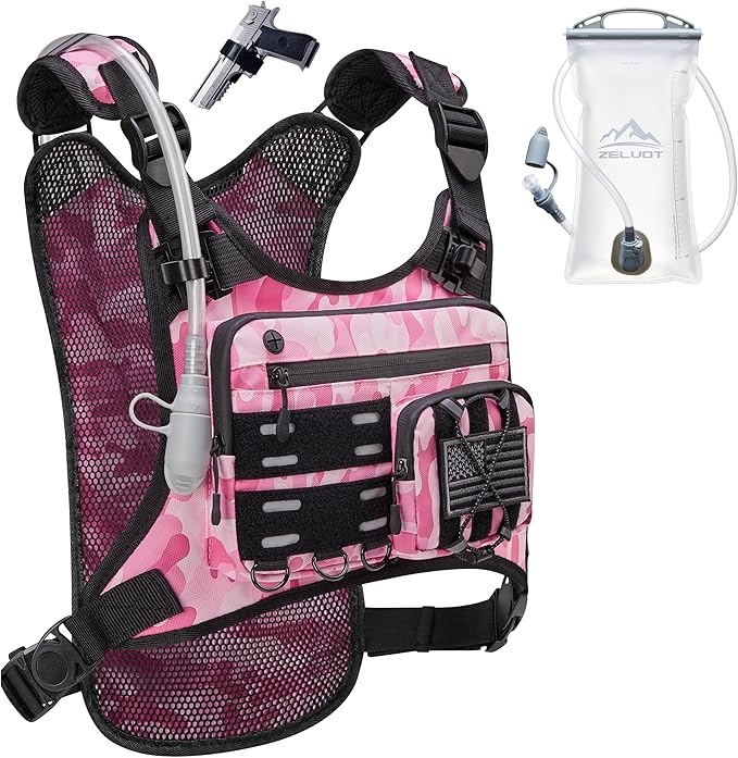 Zelvot Running Vest with 2L Water Bladder, Hydration Backpack, U.S. Design Patent, Lightweight Hydration Pack with Gear Holder, Reflective Chest Pack for Men Women