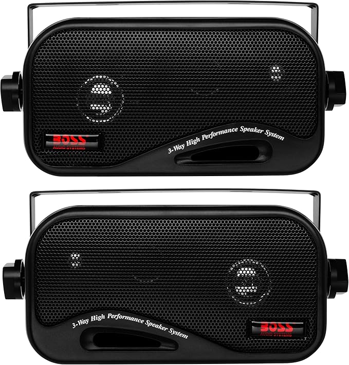 BOSS Audio Systems AVA6200 3 Inch Enclosed Box Stereo Speakers - 200 Watts (per pair), 3 Way, Full Range, Indoor, Outdoor, Marine, Sold in Pairs