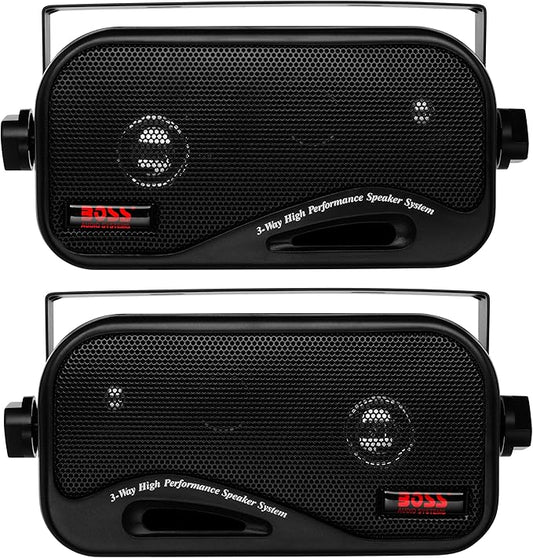 BOSS Audio Systems AVA6200 3 Inch Enclosed Box Stereo Speakers - 200 Watts (per pair), 3 Way, Full Range, Indoor, Outdoor, Marine, Sold in Pairs