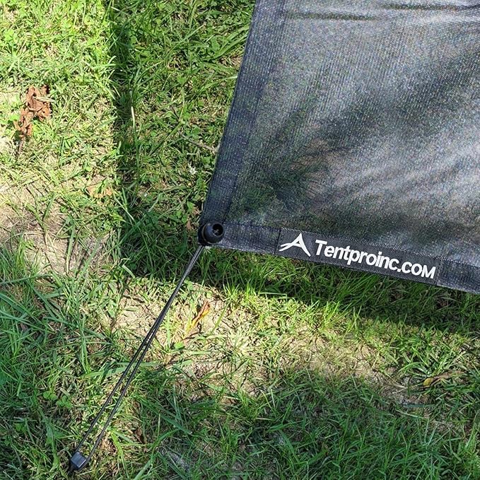Tentproinc RV Awning Side Shade Screen 9' X 7' - (White American Flag) Black Mesh Sunshade for Motorhome Camping Trailer Awning Sunscreen UV Sun Blocker - 3 Year Warranty