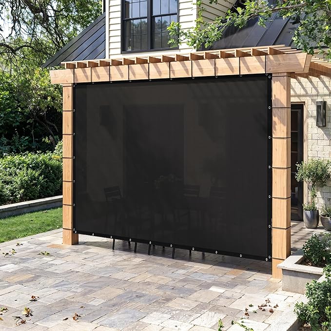 90% Sun Shade Cloth with Grommets, Customizing Outdoor Pergola Shade Cover, Heavy-Duty Mesh Tarp Patio Sun Screen for Lawn Garden Backyard, 19X23 FT, Black