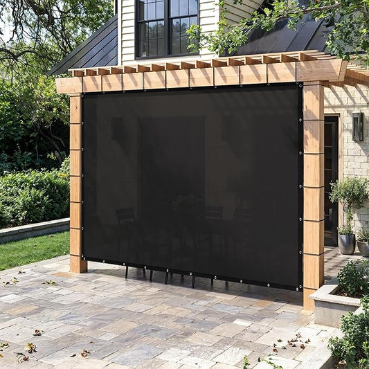 90% Sun Shade Cloth with Grommets, Customizing Outdoor Pergola Shade Cover, Heavy-Duty Mesh Tarp Patio Sun Screen for Lawn Garden Backyard, 3X21 FT, Black