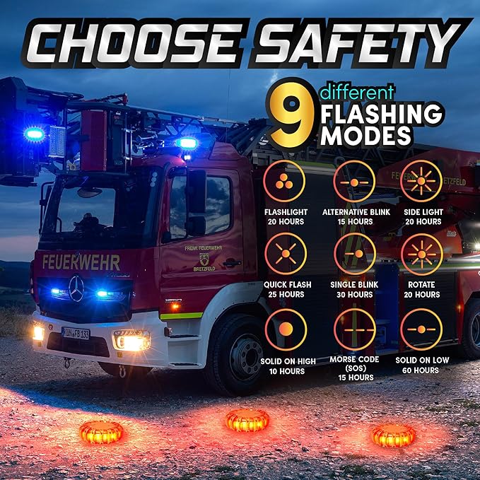Marcala 12-Pack Emergency Flares for Vehicles | Emergency Roadside Lights | Complete LED Road Flares Kit | Emergency Lights For Vehicles | Perfect For Gifting or Everyday Roadside Safety