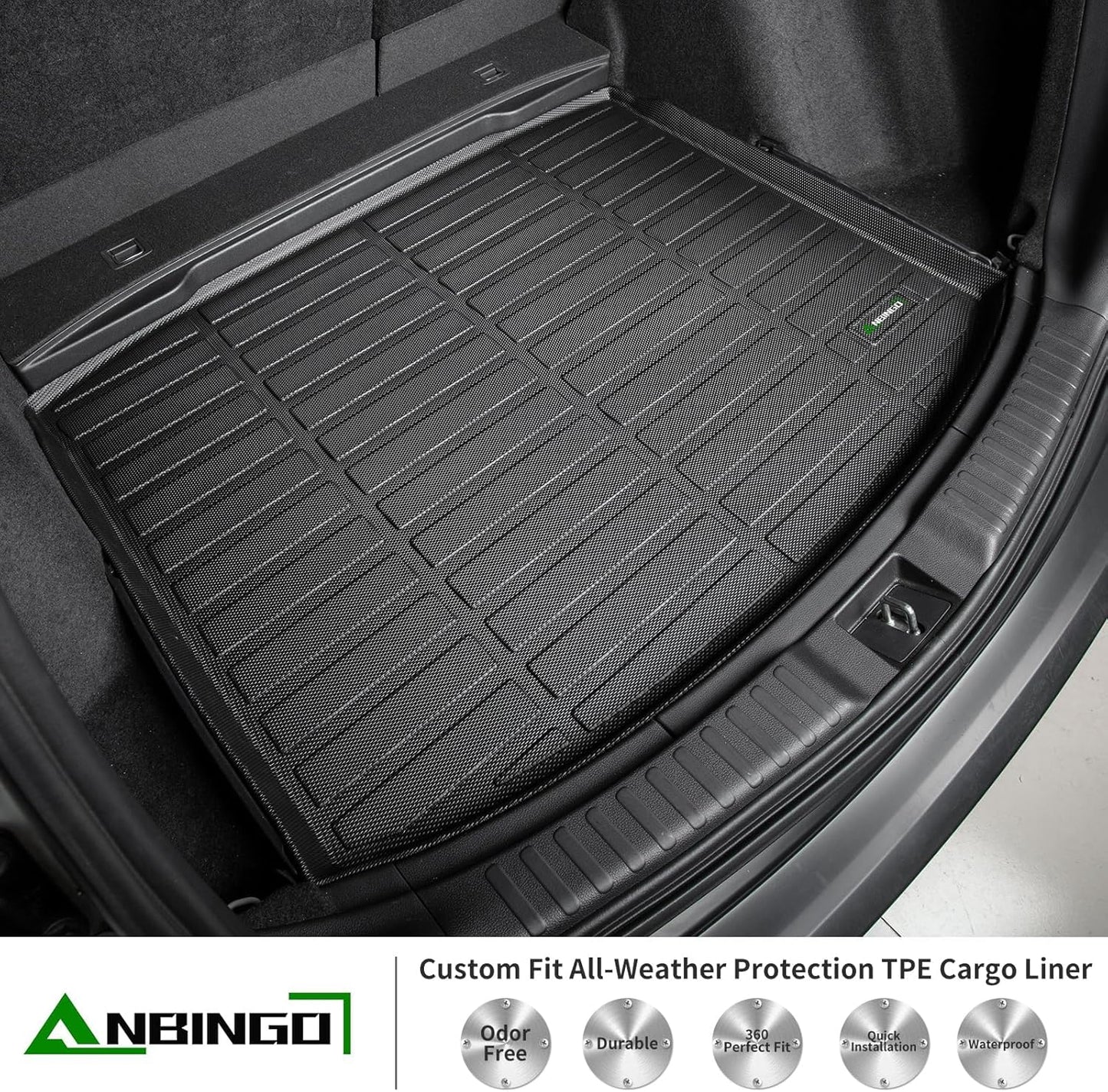 ANBINGO®Floor Mats Fit for Hyundai Kona 2018-2023 (No for EV)&Cargo LinerAll Weather Mats for 2019 Kona TPE Car Mat Rugs for 2020 Kona Rubber Trunk Carpet for 2021 Kona Automotive