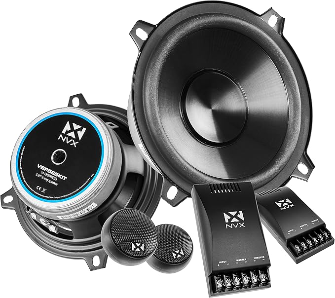 NVX VSP525KIT 750W Peak (250W RMS) 5.25" V-Series 2-Way Component Speaker System with 25mm Silk Dome Tweeters