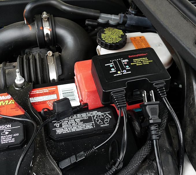 BatteryMINDer 1215C 12V 1.5A Smart Trickle Charger and Maintainer | Convertible On-Board & Benchtop Battery Charger with Desulfator for Car, Motorcycle, Marine, Boat, ATV, RV