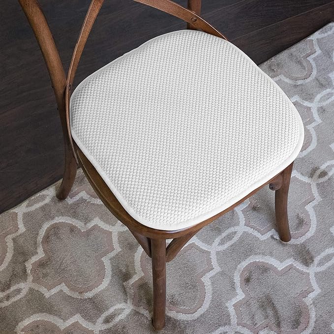 Sweet Home Collection Cushion Memory Foam Chair Pads Honeycomb Nonslip Back Seat Cover 16" x 16", 2 Pack, White