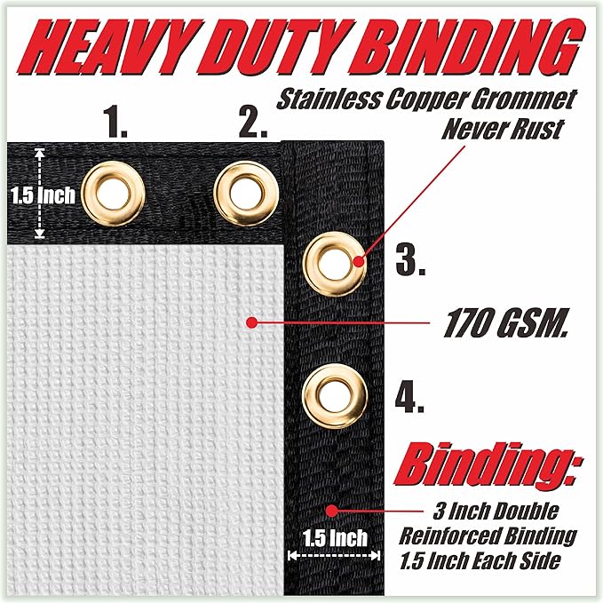ColourTree Customized Size 6' x 137' White Fence Screen Privacy Screen - Commercial Grade 170 GSM - Heavy Duty - 3 Years Warranty - Cable Zip Ties Included