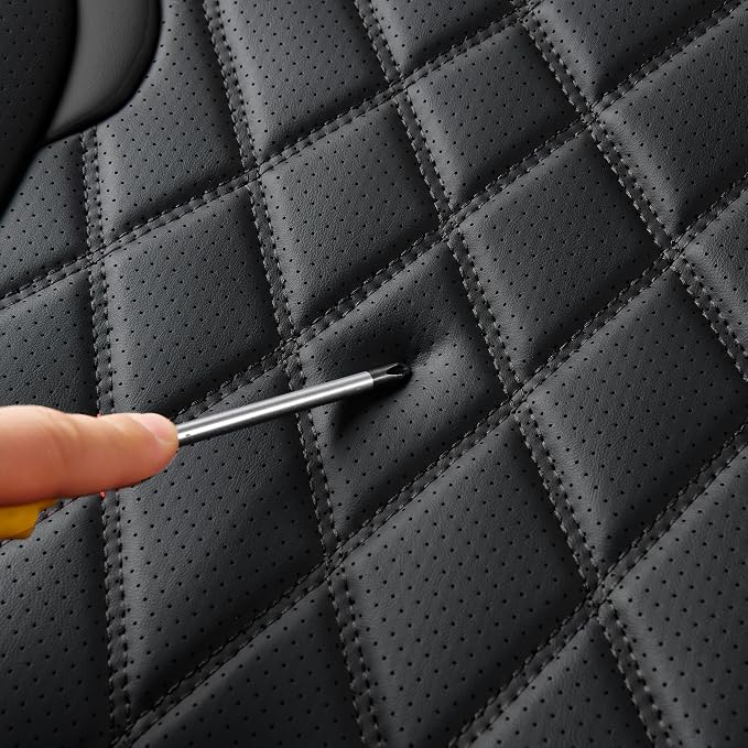 Ranger Seat Covers, for 2019-2023 Ford Ranger XLT XL Lariat Crew Cab, Napa Leather Seat Protector (Rear Only, Black Rear)