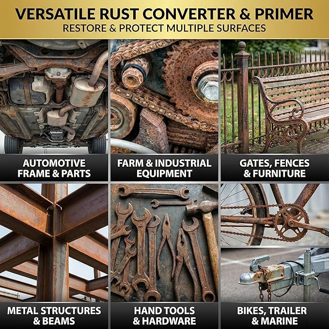 2 in 1 Rust Converter & Metal Primer, 35 oz Black Rust Reformer Paint for Metal, Trailer, Truck Frame, Car Chassis, Ultra Rust Encapsulator & Inhibitor, Heat Resistance Rust Neutralizer & Conversion