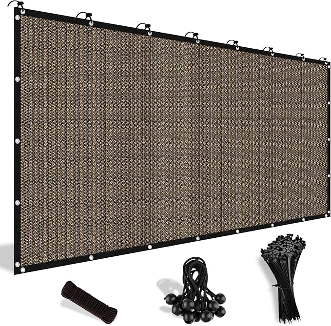 Shade&Beyond Customized Size 90% Sun Shade Cloth with Grommets, 06' X 08' Pergola Shade Cover Canopy, Mesh Tarp Sun Screens for Patio, Outdoor, Garden, Backyard, Mocha, GN03