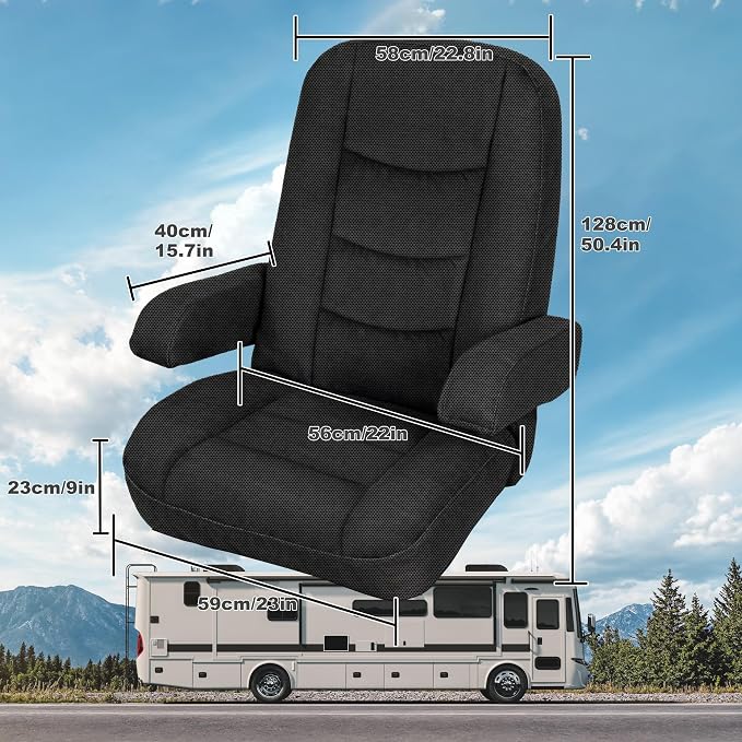 RV Seat Covers for Captains Chairs 2 Pack Class A Motorhome Seat with Arm Rest Covers Universal Fit Non-Slip Breathable Mesh Knit Black