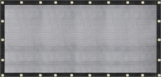 [WindscreenSupplyCo] 60-70% 8 FT X 16 FT Mesh Tarp/Shade Cloth 9-Needle Knitted Heavy Duty Black with Grommets for Green House, Garden, pergola, Pools, Dump Truck - MT0816BLKX1