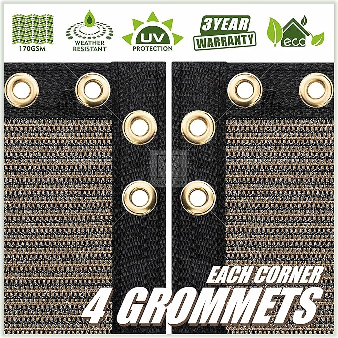 ColourTree Customized Size 6' x 14' Brown Fence Screen Privacy Screen - Commercial Grade 170 GSM - Heavy Duty - 3 Years Warranty - Cable Zip Ties Included