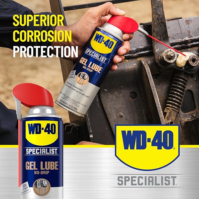 WD-40 Specialist Gel Lube with Smart Straw Sprays 2 Ways, Twin Pack, 10oz cans, No drip Lubricant, Non-Fling Lubricant, (Pack of 2) (300851)