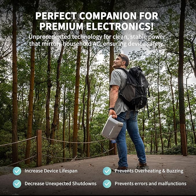 Dabbsson 298Wh Portable Power Station, 300W Solar Generator, 1.5X Extended Runtime,2xPure Sine Wave AC Outlets,60W USB-C, Smart APP, 300E Semi-Solid LiFePO4 Battery,for Outdoor Camping, Travel