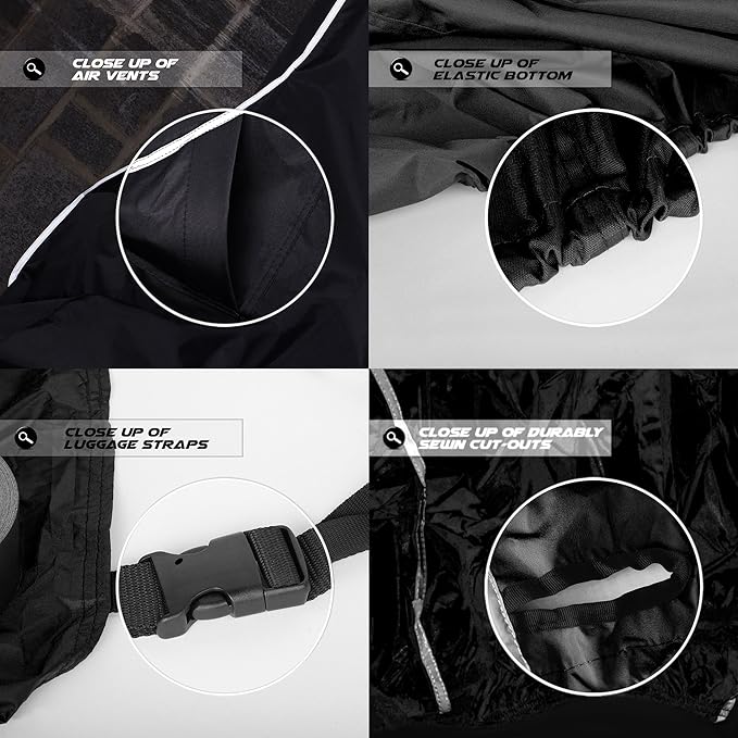Premium Motorcycle Cover - Waterproof Outdoor Storage Compatible with Adult Bikes - 250cc Scooter Cover M