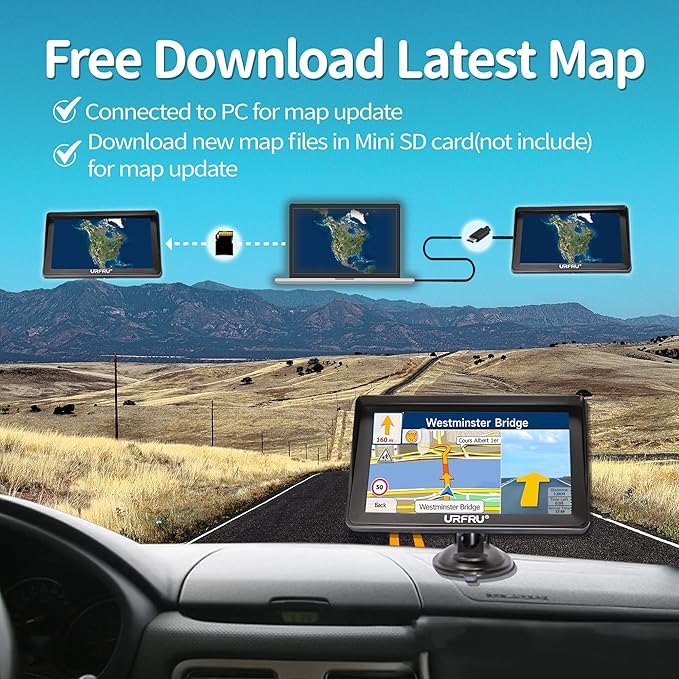 7-inch GPS Navigator for Car Truck RV Pickup, 2026 Offline Map with Free Updates Lifetime, Big HD Touchscreen, Satallete Navigation, Voice Guidance, Speed & Traffic Alerts, Custom Truck Routing