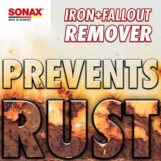 SONAX Iron+Fallout Remover | High-Performance Decontamination Spray for Paint & Wheels | Dissolves Stubborn Iron Deposits, Industrial Fallout, & Lime Stains | Easy Application | 513505 | 5L