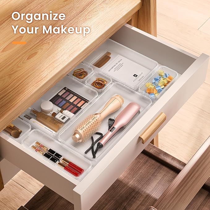 A-LuGei 【XL Size Only Us】 Drawer Organizer, 【𝟱𝗦𝗶𝘇𝗲】 Makeup organizer, 【Holds 177 Items】 Bathroom Organizers and Storage, Organization and Storage, Desk Drawer Organizer for Bathroom Vanity