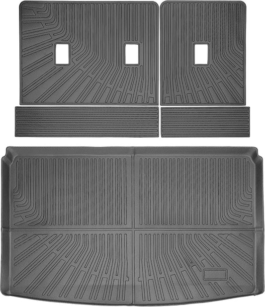 Trunk Liner Cargo Liners for 2018-2025 Ford Expedition Max and 2018-2024 Lincoln Navigator Rear Trunk Floor Mats with Backrest Mat 3D Boot Tray All-Weather TPE Black
