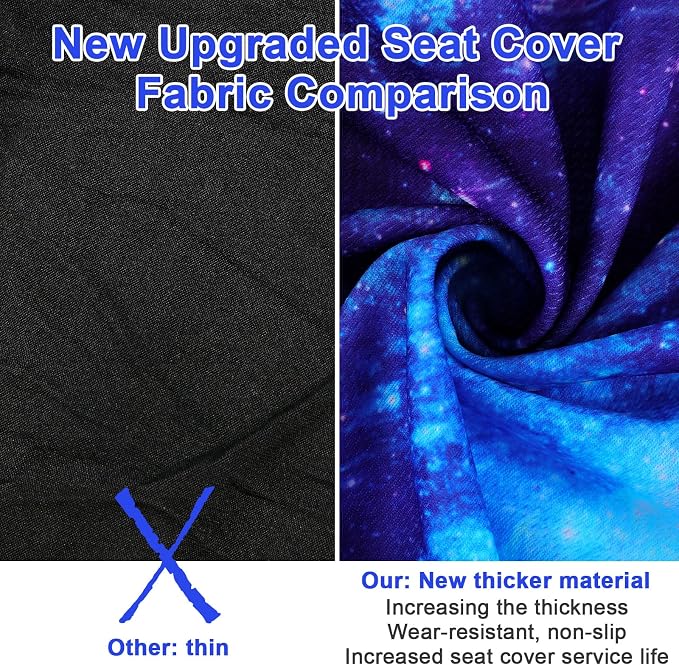 Frienda 15 Pieces Galaxy Car Seat Cover Steering Wheel Cover Universal Star Space Galaxy Car Accessories Separate Headrest Seat Belt Pads fit for Auto Truck Van SUV