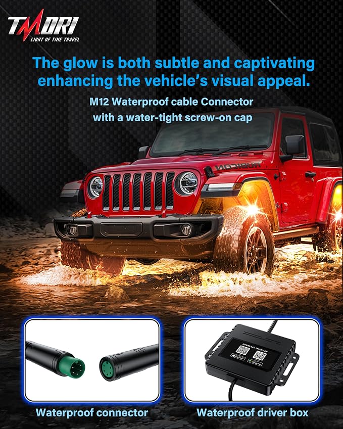 Rock Lights for Trucks: 8 Pod RGBW Underglow Light for Trucks with App Control Featuring Flashing Music Sync Mode All Aluminum Housing IP68 Waterproof Rock Lights for ATV UTV SUV RZR Truck Accessories
