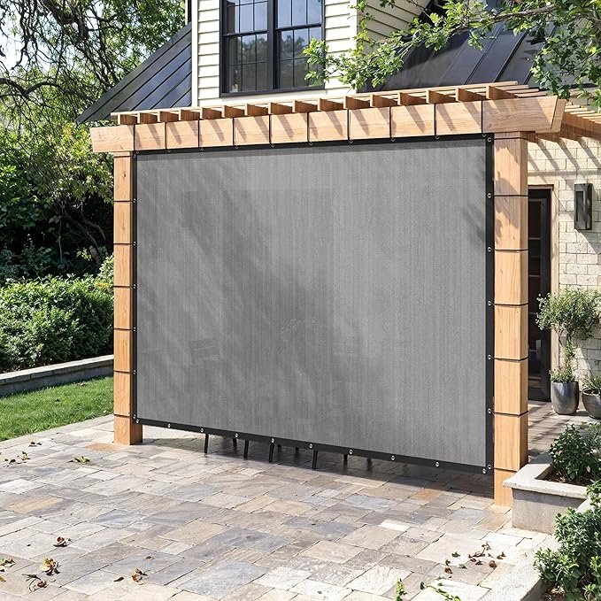 90% Sun Shade Cloth with Grommets, Customizing Outdoor Pergola Shade Cover, Heavy-Duty Mesh Tarp Patio Sun Screen for Lawn Garden Backyard, 5X20 FT, Light Grey