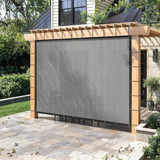 90% Sun Shade Cloth with Grommets, Customizing Outdoor Pergola Shade Cover, Heavy-Duty Mesh Tarp Patio Sun Screen for Lawn Garden Backyard, 19X20 FT, Light Grey