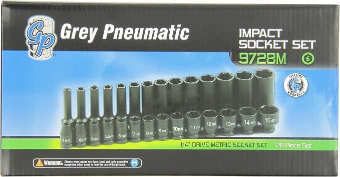Grey Pneumatic (9728M) 1/4" Drive 28-Piece Deep Length Metric Master Socket Set