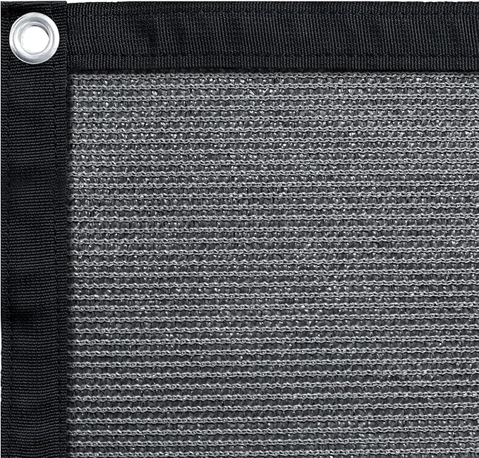 Shatex 90% Sun Shades for Patios 10x 20 ft Shade Fabric Sun Shade Cloth Taped Edge with Grommets Sun-Block Mesh Shade for Pergola Cover Canopy Grey, 12 Bungee Balls