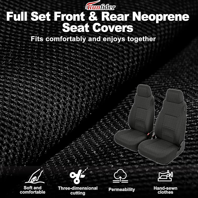 Custom Seat Covers for Jeep Wrangler TJ 2003-2006 & for Jeep Wrangler Unlimited 2004-2006 Heavy Duty Cloth Protector Interior Accessories，Waterproof & Machine Washable - Black（Front）