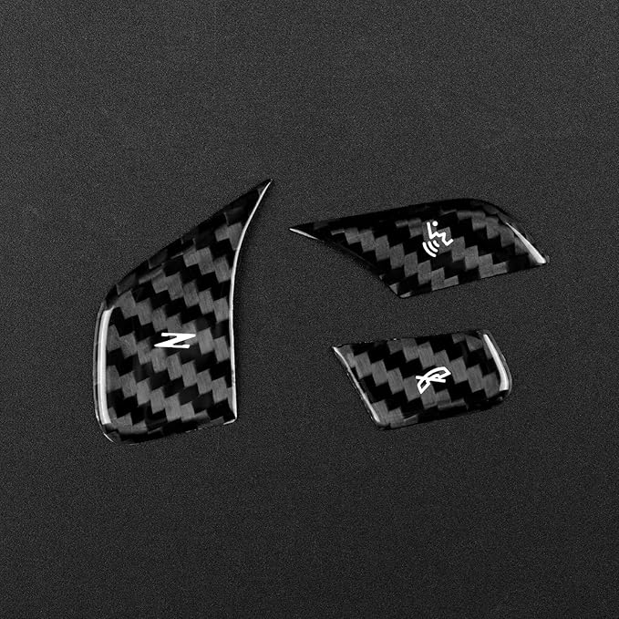 Real Carbon Fiber Steering Wheel Button Covers - 3PCS for Corvette C8 2020 2021 2022 2023 Carbon Fiber Accessories, Anti-Scratch Protective Accessories (Without Heating Button, Black)