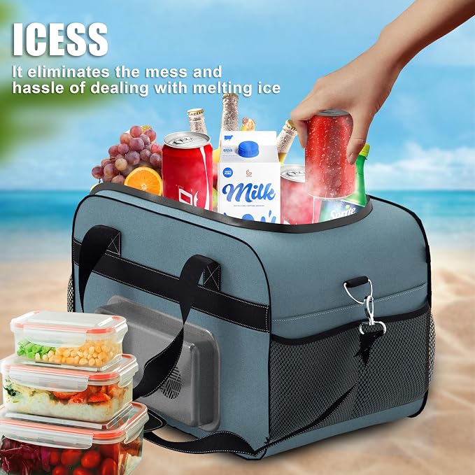 outohome 25L 12V Electric Portable Cooler Warmer Bag, DC Plug In Insulated Car Cooler Bag, Heating and Cooling Dual Function Bag for Truck Drivers, Camping, Groceries & Family Outings, All Season