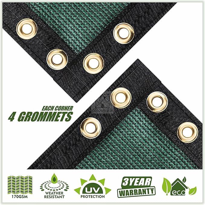 ColourTree Customized Size 6' x 6' Green Fence Screen Privacy Screen - Commercial Grade 170 GSM - Heavy Duty - 3 Years Warranty - Cable Zip Ties Included