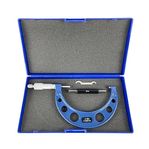 HFS(R) 4-5" Outside Micrometer with 0.0001" Accuracy, Carbide Anvil and Laser-Etched Scale