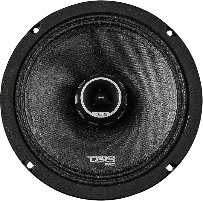 DS18 PRO-ZT Pro Audio Coaxial Midrange Speakers with Built-in Bullet Tweeter, 4-Ohms, Water Resistant - Black Metal Mesh Grill Included (1 Speaker) (8" inches)