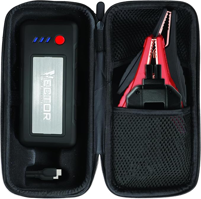 Vector SS16LVC 1600 Peak Amp Automotive Lithium Jump Starter, USB-A(15W), USB-C(30W), Power in & Out with Carrying Case