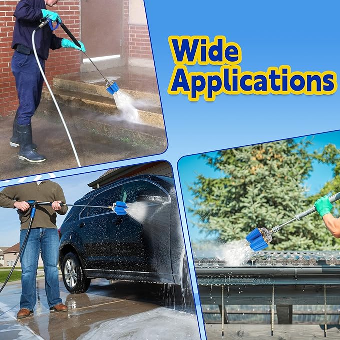 4-in-1 Turbo Nozzle Pressure Washer, Quadruple Turbo Nozzle for Power Washer, 360° Rotating Turbo Nozzle Tip with 1/4" Quick Connect, 2.0 Orifice, 4000 PSI, 4-6 GPM